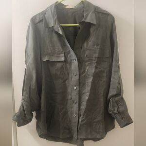 L' Agence Women's Green Shirt, Long Sleeve, Size Medium.